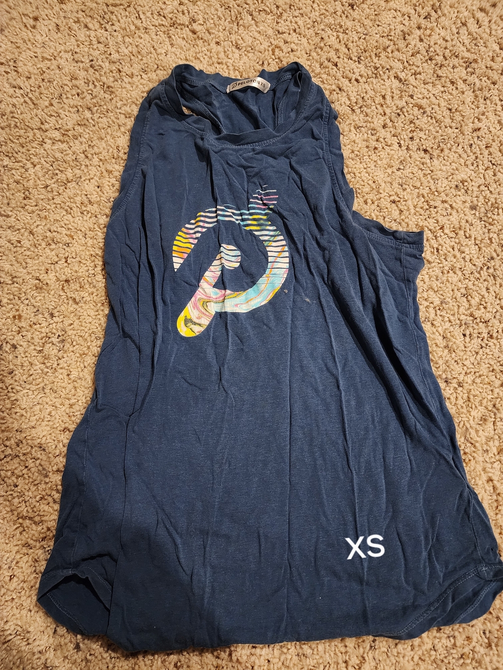 Peloton Navy Blue Tank Top with Multicolor Logo